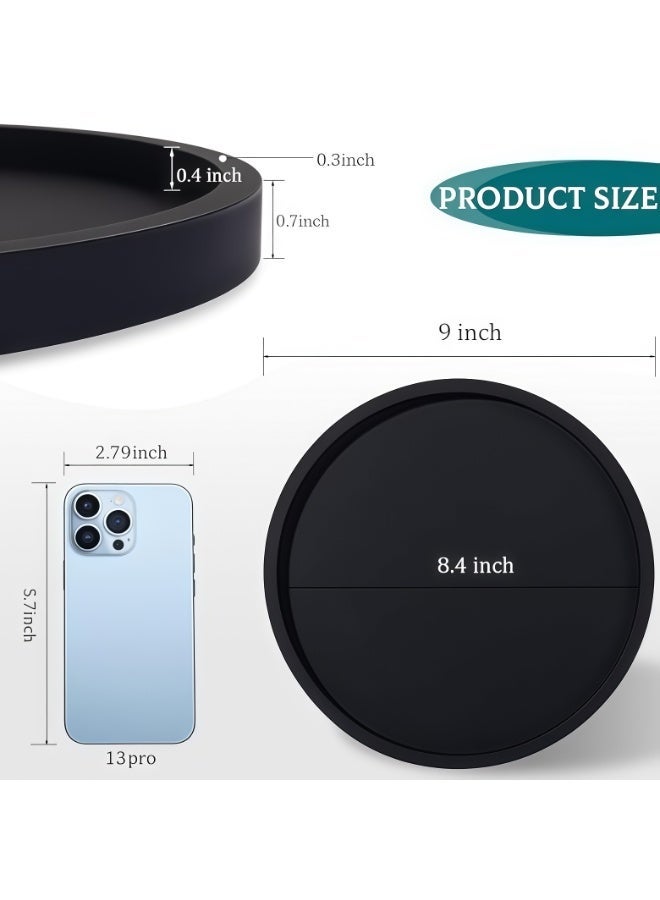 Valiant Glow Silicone Bathroom Tray |  Round Vanity Tray | Decorative Soap Holder | Kitchen Countertop Organizer Coffee Table Decor | for Candle, Perfume, Plant - Image 2